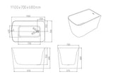 HARVARD Rectangular Corner Bathtub with Overflow (Gloss White) (1000/1100/1300mm)