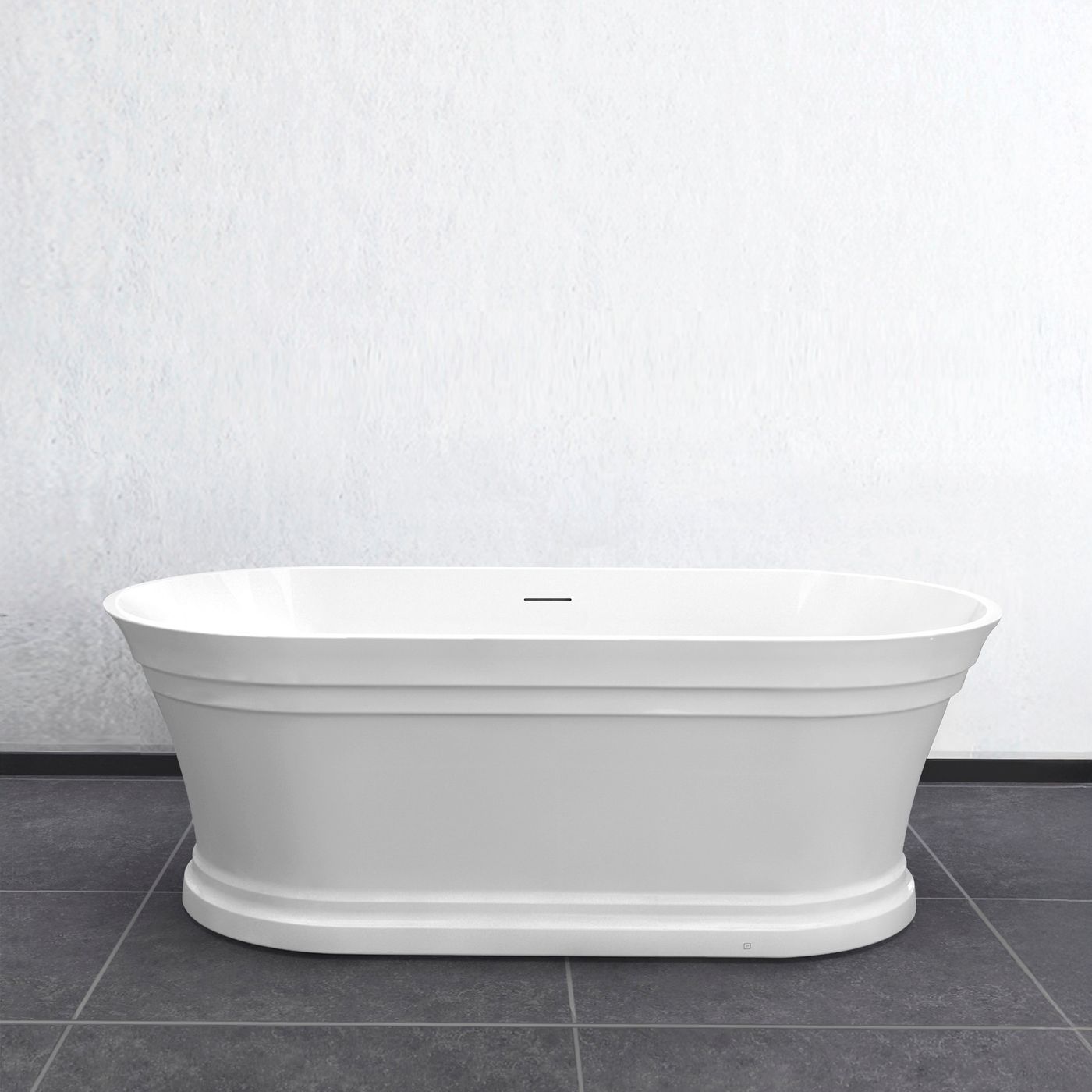 HAMPTON Freestanding 1500/1700mm Overflow Bathtub - Gloss White