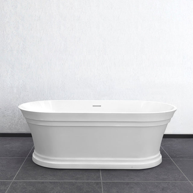 HAMPTON Freestanding 1500/1700mm Overflow Bathtub - Gloss White