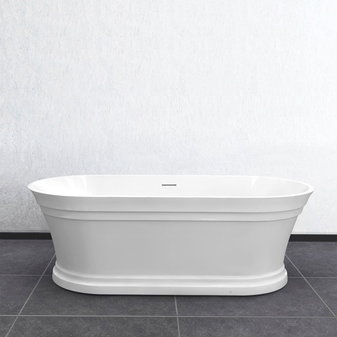 HAMPTON Freestanding 1500/1700mm Overflow Bathtub - Gloss White