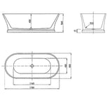 HAMPTON Freestanding 1500/1700mm Overflow Bathtub - Gloss White