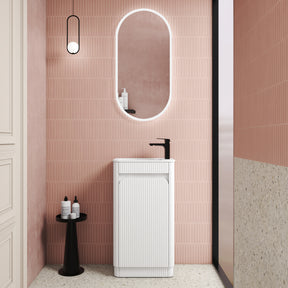 HARTELLE Mini Fluted Floor Standing Cabinet (Matte White)