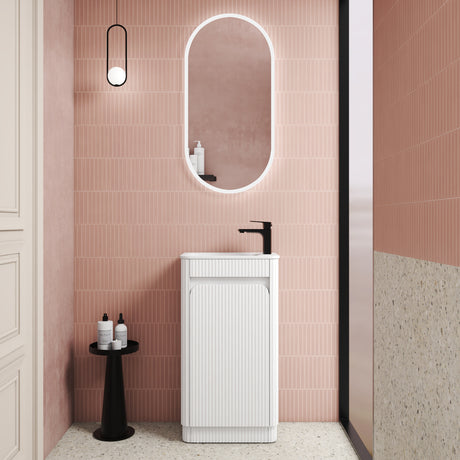 HARTELLE Mini Fluted Floor Standing Cabinet (Matte White)