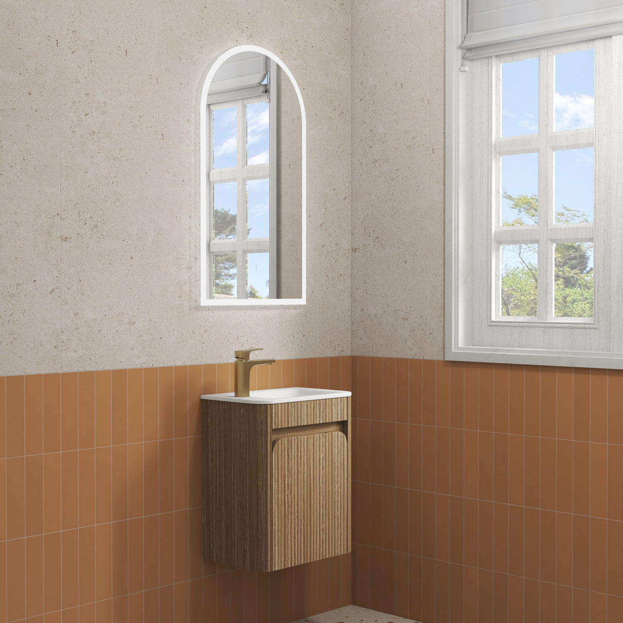 HARTELLE Mini Fluted Wall Hung Cabinet (Harvest Oak)