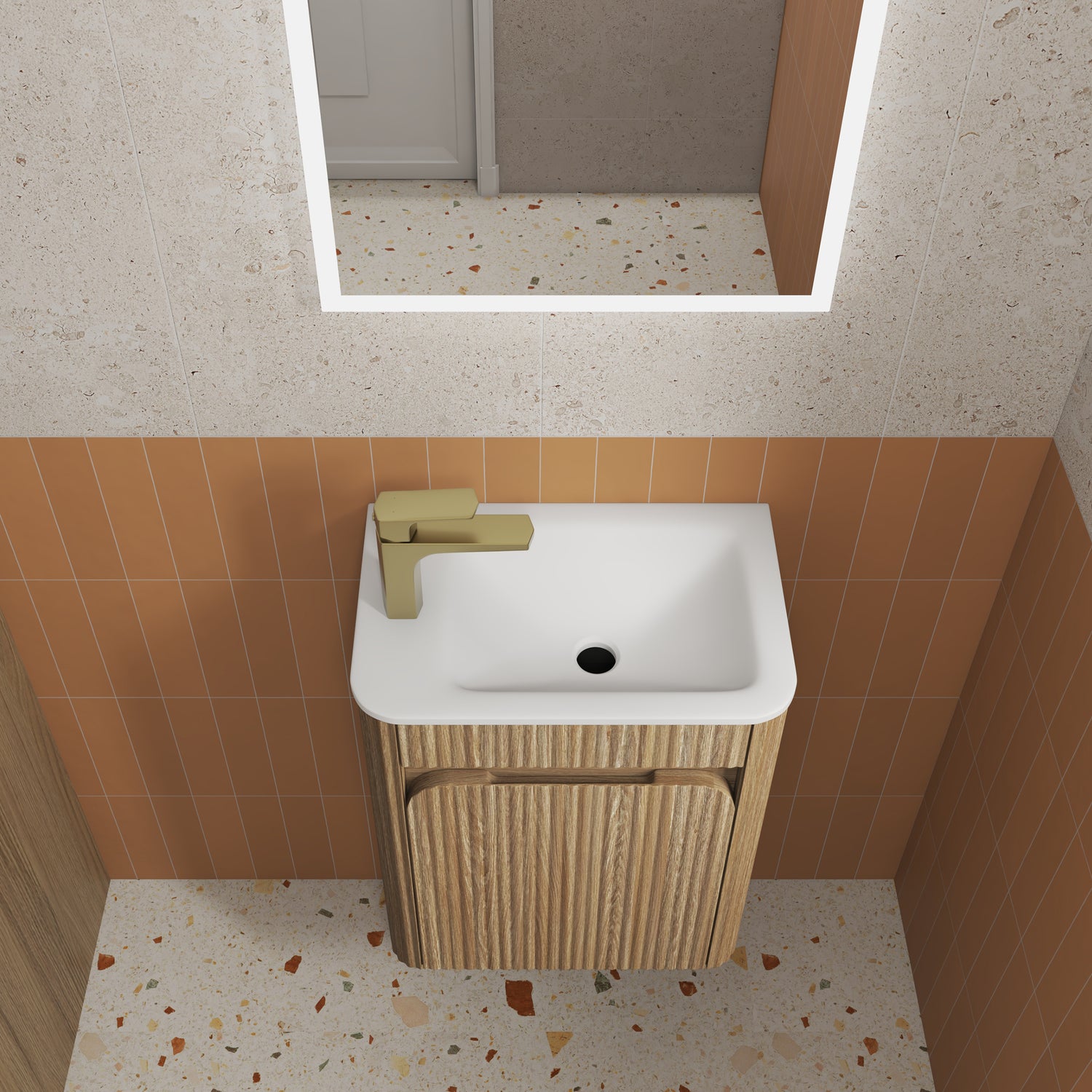 HARTELLE Mini Fluted Wall Hung Cabinet (Harvest Oak)