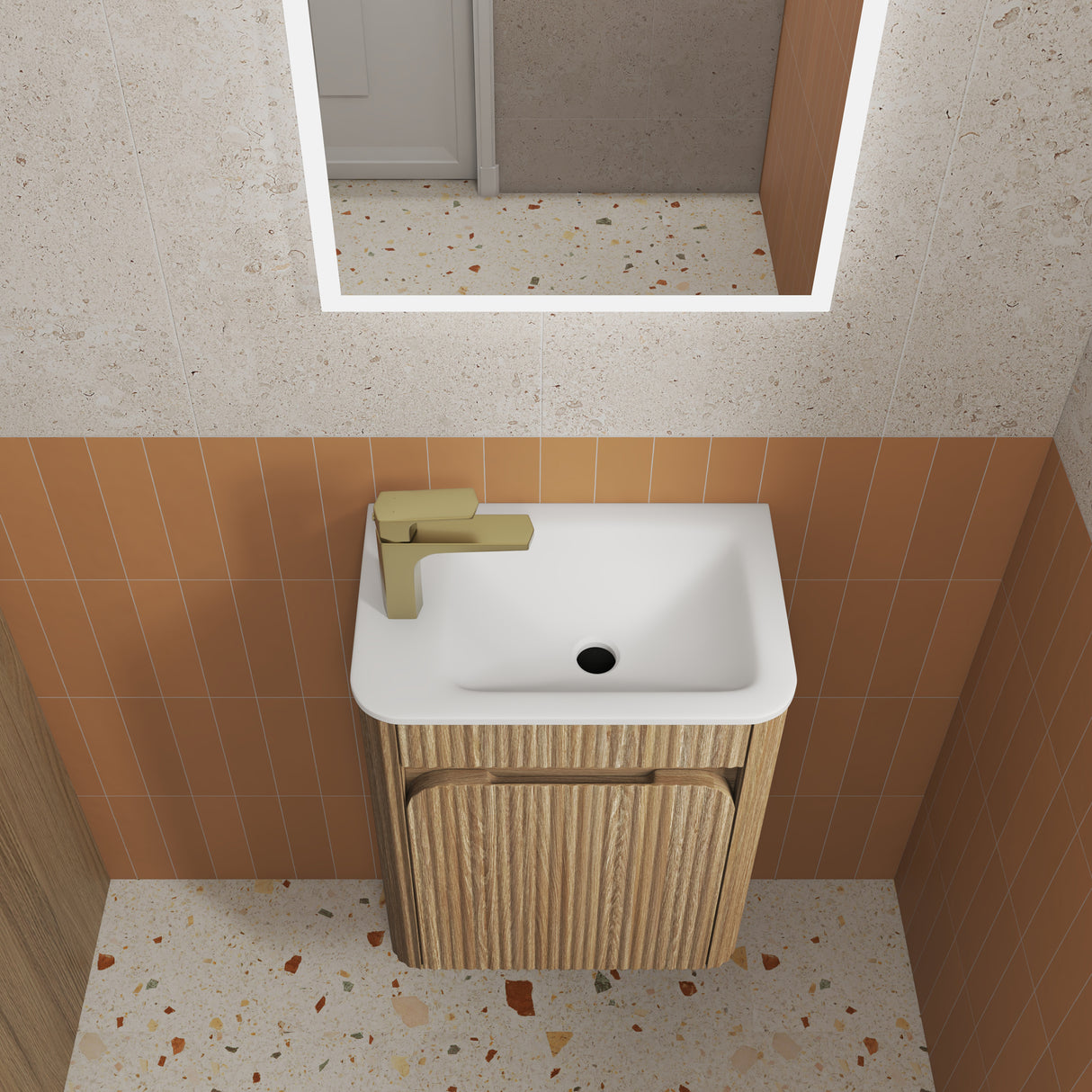 HARTELLE Mini Fluted Wall Hung Cabinet (Harvest Oak)