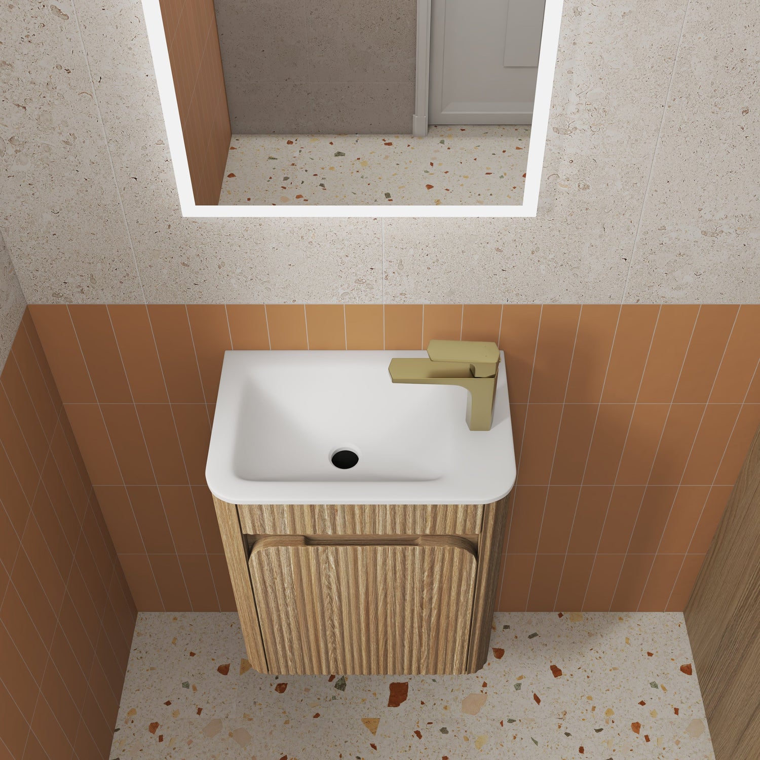 HARTELLE Mini Fluted Wall Hung Cabinet (Harvest Oak)