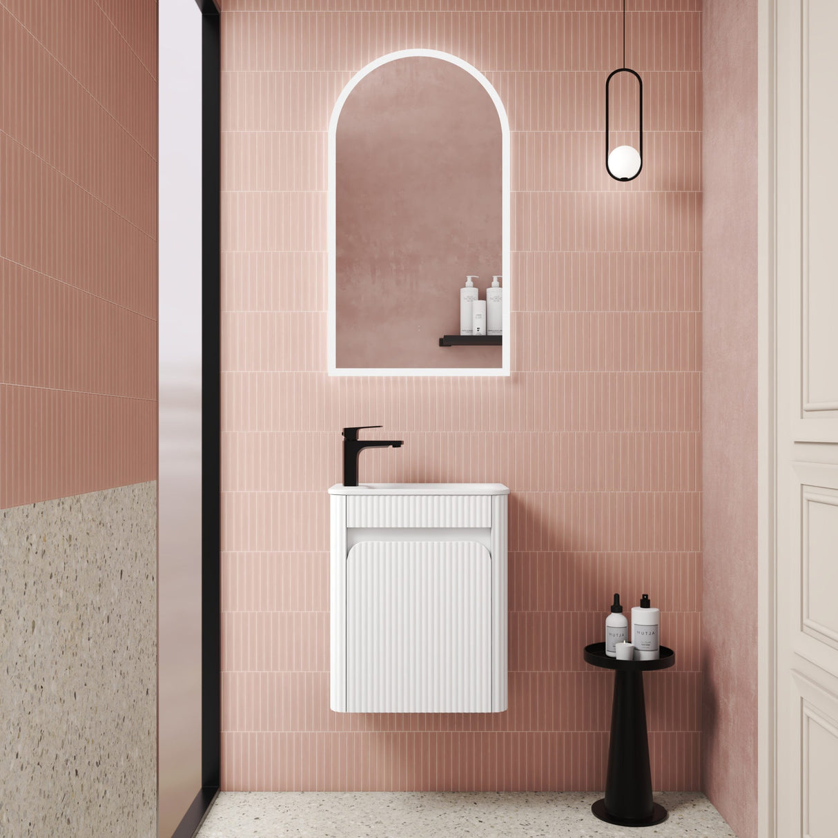 HARTELLE Mini Fluted Wall Hung Cabinet (Matte White)