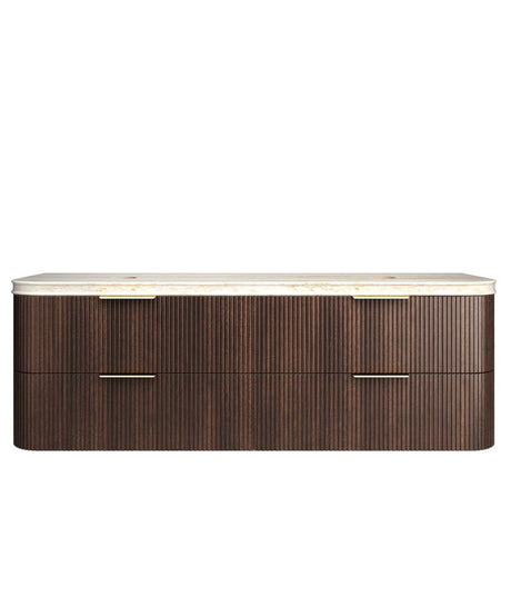 HAVANA Wall Hung Fluted Curve Vanity Sable Walnut