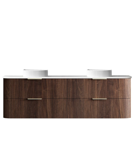 HAVANA Wall Hung Fluted Curve Vanity Sable Walnut