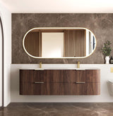 HAVANA Wall Hung Fluted Curve Vanity Sable Walnut