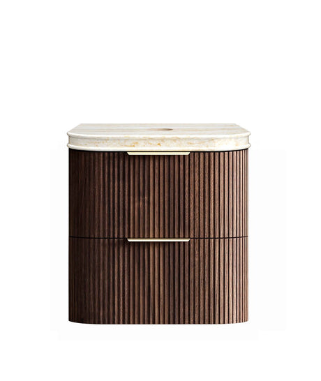 HAVANA Wall Hung Fluted Curve Vanity Sable Walnut