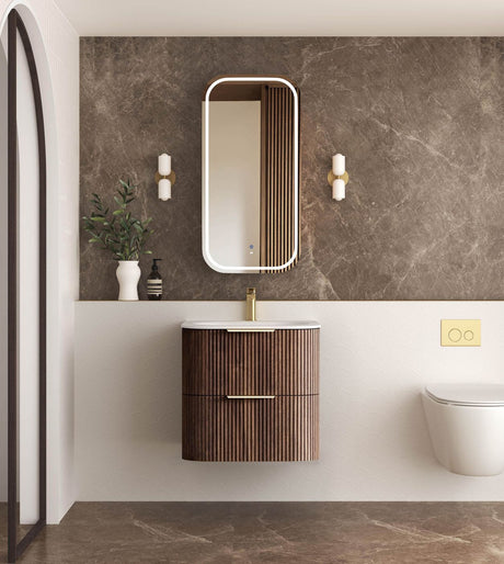 HAVANA Wall Hung Fluted Curve Vanity Sable Walnut
