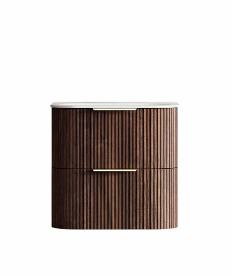HAVANA Wall Hung Fluted Curve Vanity Sable Walnut