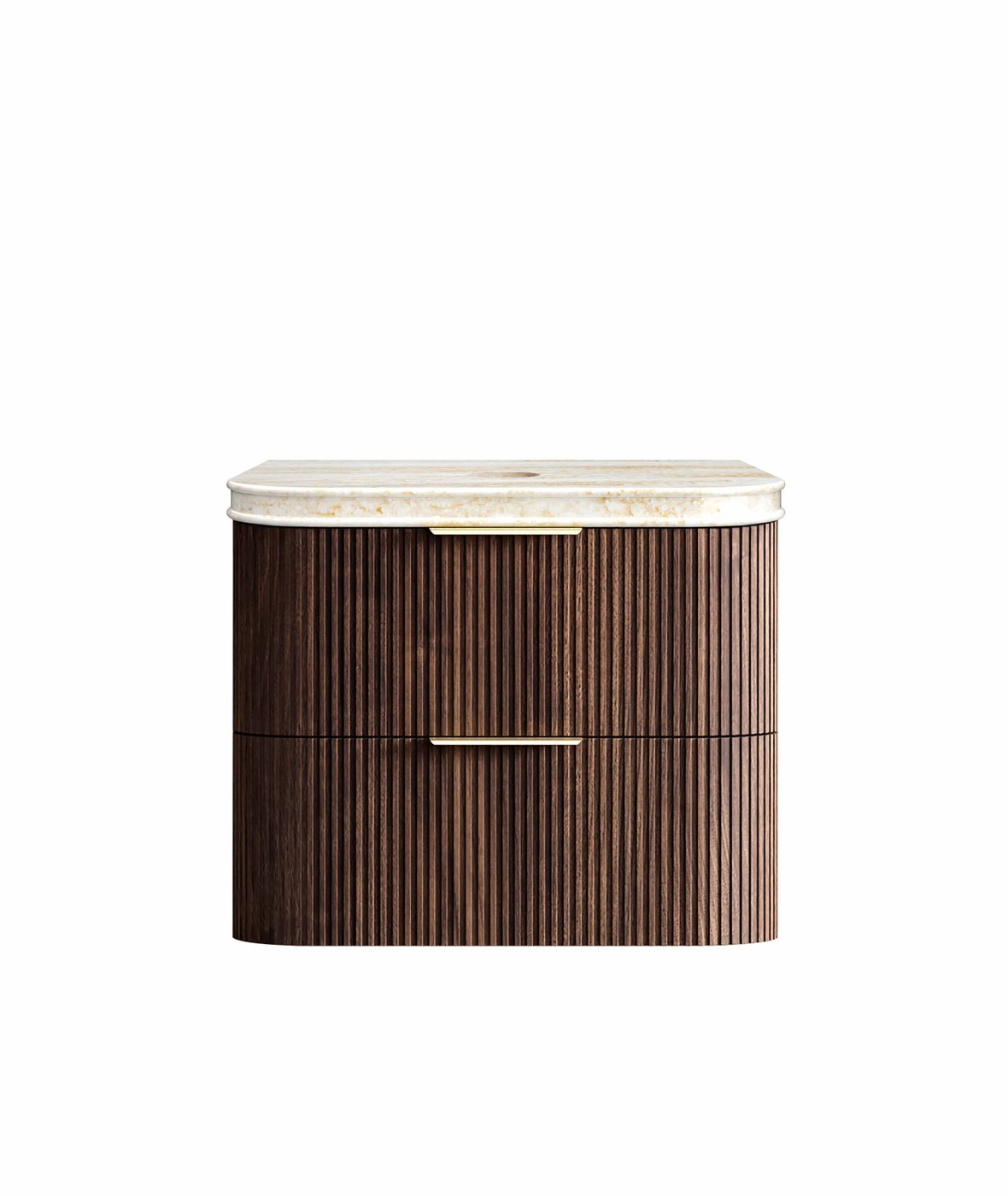 HAVANA Wall Hung Fluted Curve Vanity Sable Walnut