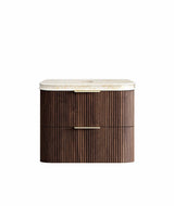 HAVANA Wall Hung Fluted Curve Vanity Sable Walnut