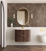 HAVANA Wall Hung Fluted Curve Vanity Sable Walnut