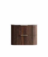 HAVANA Wall Hung Fluted Curve Vanity Sable Walnut