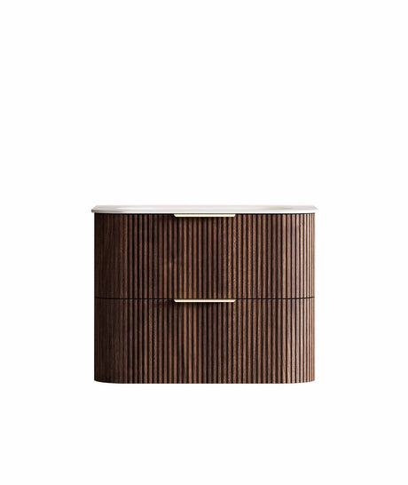 HAVANA Wall Hung Fluted Curve Vanity Sable Walnut