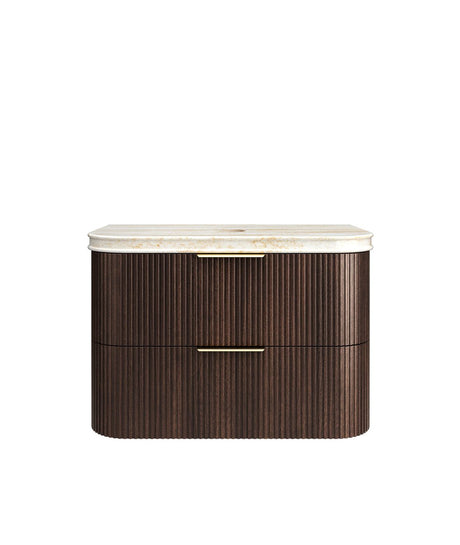 HAVANA Wall Hung Fluted Curve Vanity Sable Walnut