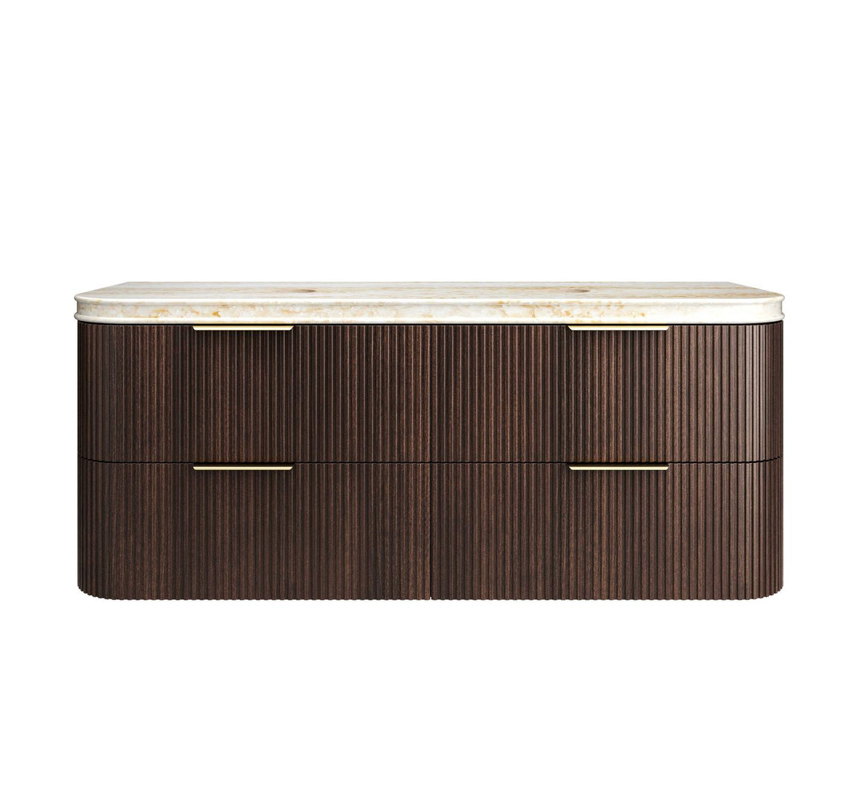HAVANA Wall Hung Fluted Curve Vanity Sable Walnut