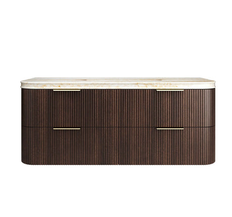 HAVANA Wall Hung Fluted Curve Vanity Sable Walnut