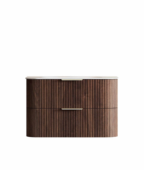 HAVANA Wall Hung Fluted Curve Vanity Sable Walnut