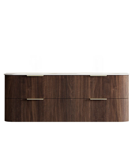 HAVANA Wall Hung Fluted Curve Vanity Sable Walnut