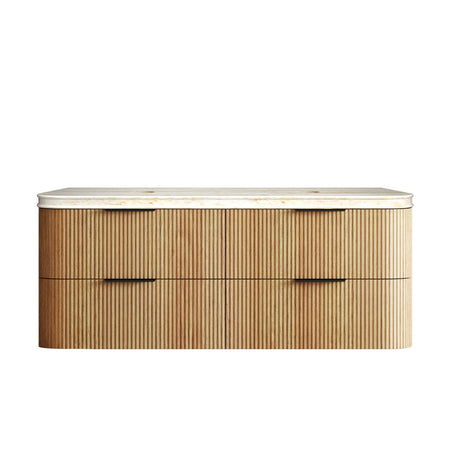 HAVANA Wall Hung Fluted Curve Vanity Woodland Oak