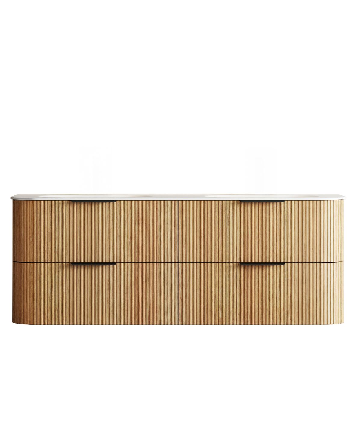 HAVANA Wall Hung Fluted Curve Vanity Woodland Oak