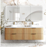 HAVANA Wall Hung Fluted Curve Vanity Woodland Oak