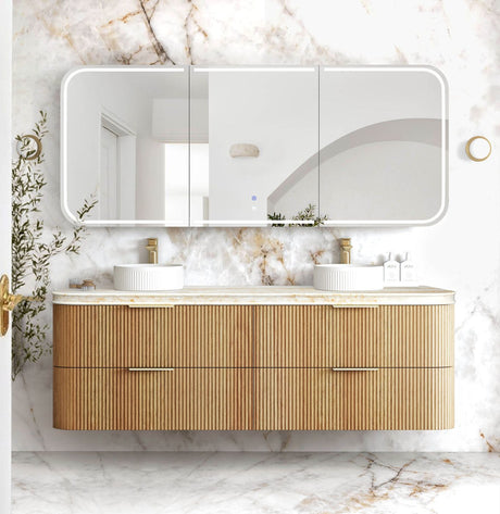 HAVANA Wall Hung Fluted Curve Vanity Woodland Oak