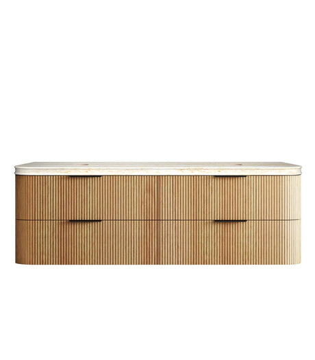 HAVANA Wall Hung Fluted Curve Vanity Woodland Oak