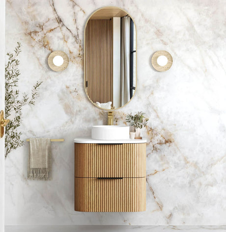 HAVANA Wall Hung Fluted Curve Vanity Woodland Oak