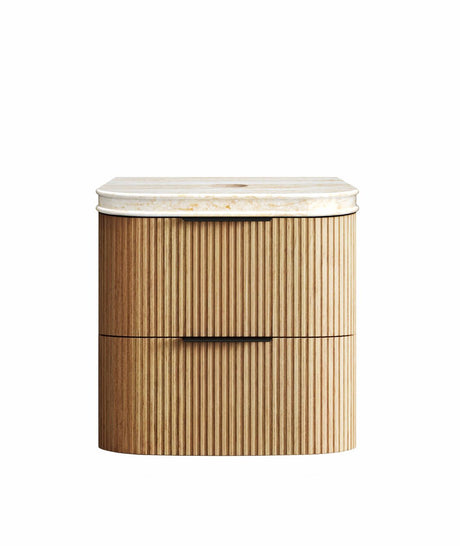 HAVANA Wall Hung Fluted Curve Vanity Woodland Oak