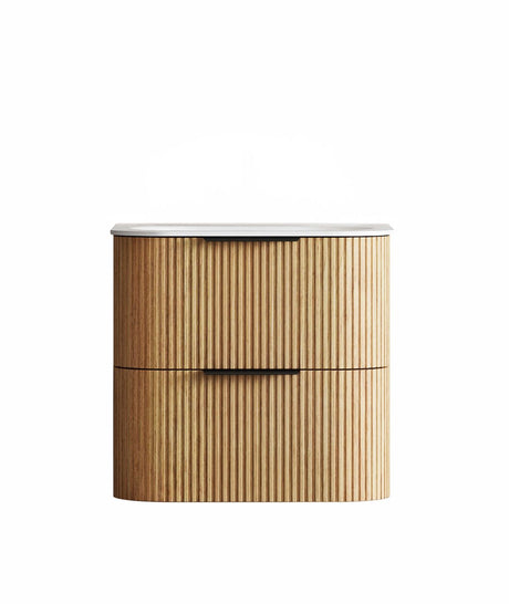 HAVANA Wall Hung Fluted Curve Vanity Woodland Oak