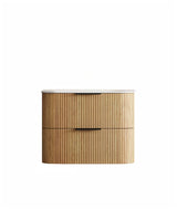 HAVANA Wall Hung Fluted Curve Vanity Woodland Oak