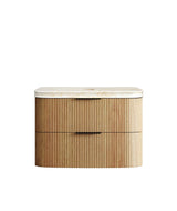 HAVANA Wall Hung Fluted Curve Vanity Woodland Oak