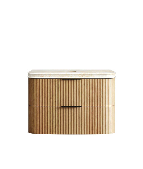 HAVANA Wall Hung Fluted Curve Vanity Woodland Oak