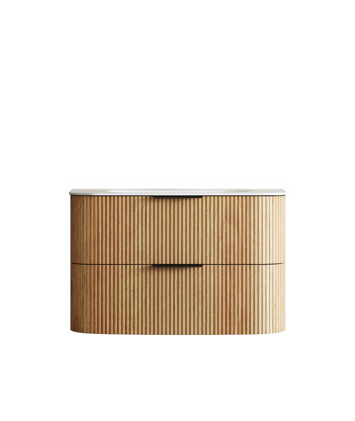 HAVANA Wall Hung Fluted Curve Vanity Woodland Oak