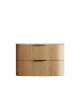 HAVANA Wall Hung Fluted Curve Vanity Woodland Oak