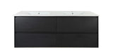 HERA MDF Wall Hung Vanity Cabinet Black Oak (All Sizes)