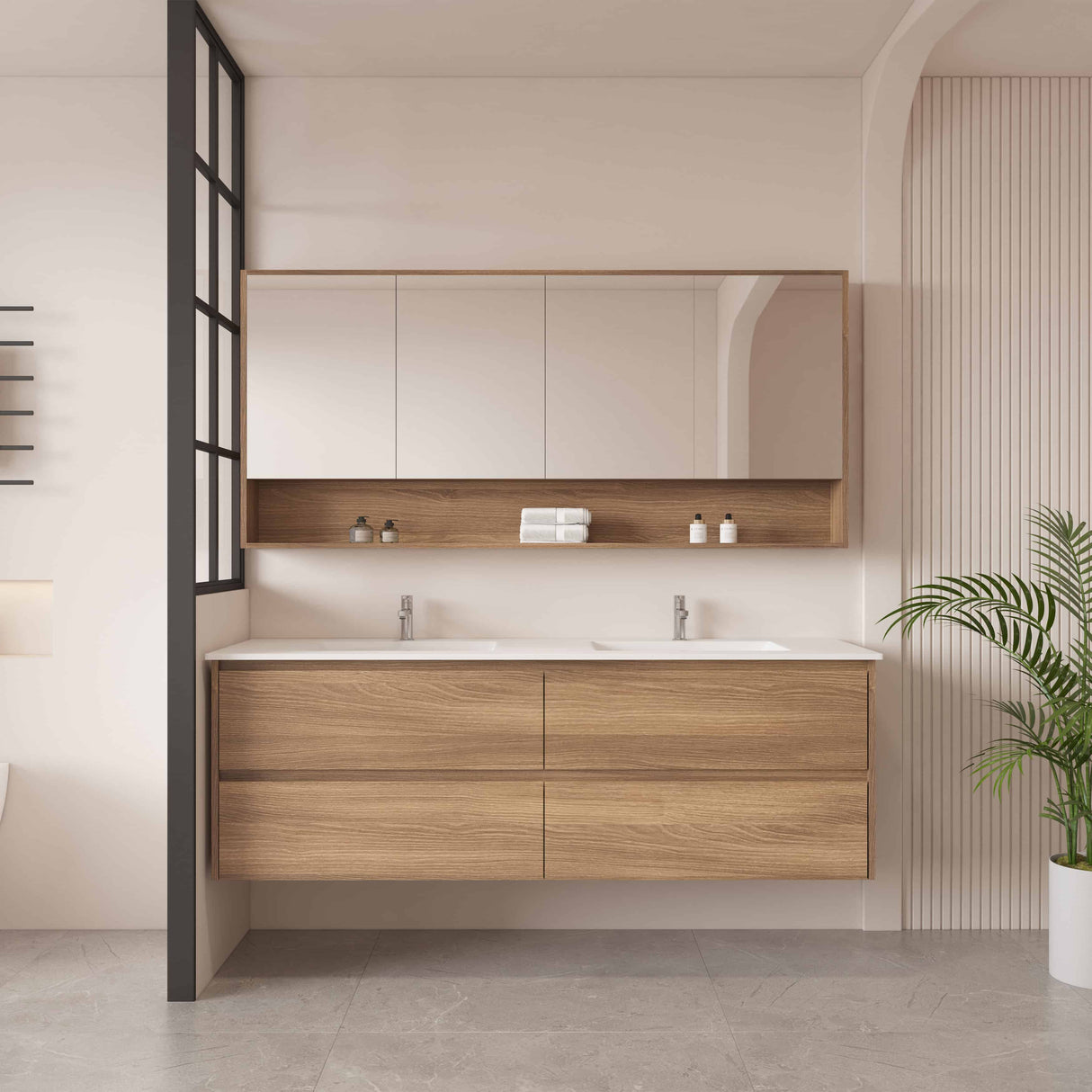 HERA MDF Wall Hung Vanity Cabinet Elegant Oak (All Sizes)