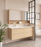 HERA MDF Wall Hung Vanity Cabinet Tas Oak (All Sizes)
