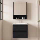 HERA MDF Wall Hung Vanity Cabinet Black Oak (All Sizes)