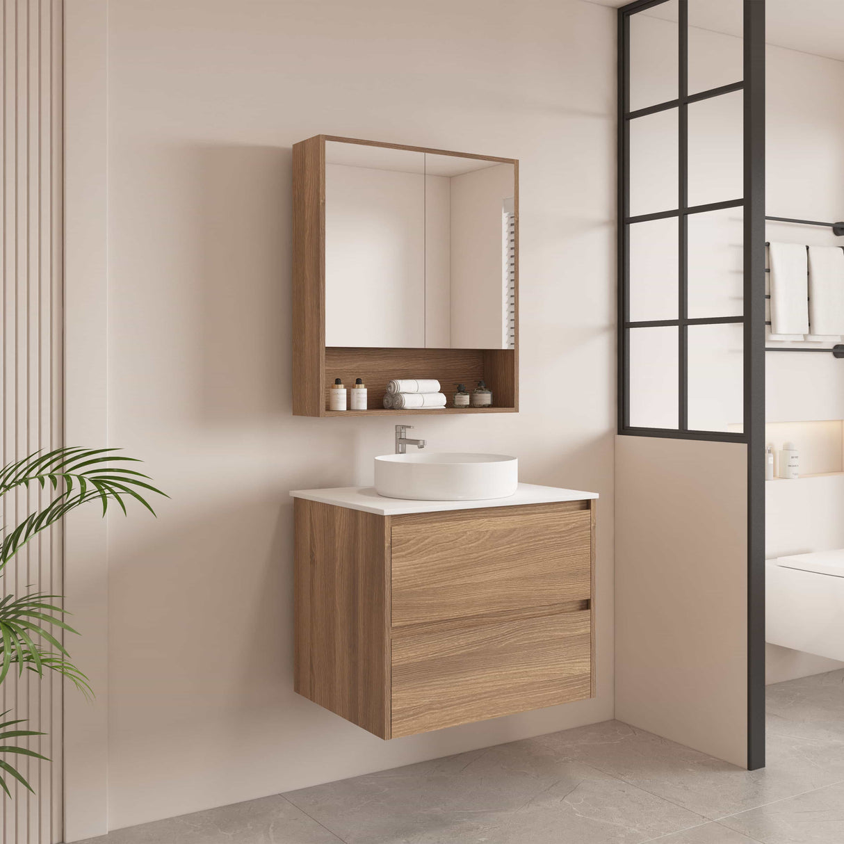 HERA MDF Wall Hung Vanity Cabinet Elegant Oak (All Sizes)