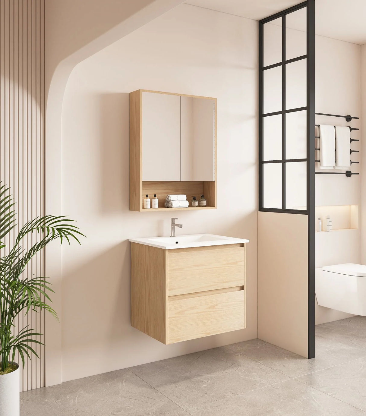 HERA MDF Wall Hung Vanity Cabinet Tas Oak (All Sizes)