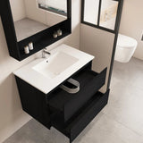 HERA MDF Wall Hung Vanity Cabinet Black Oak (All Sizes)