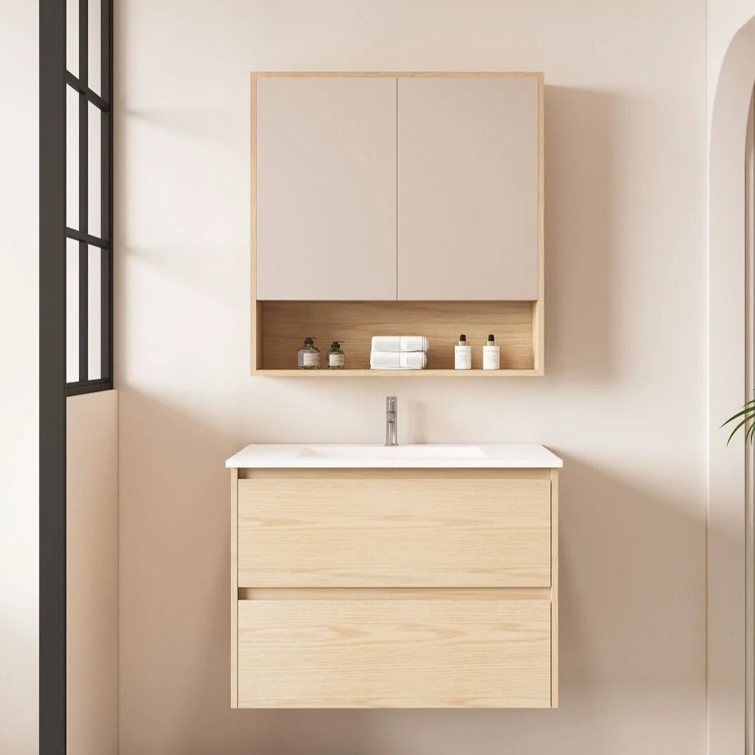 HERA MDF Wall Hung Vanity Cabinet Tas Oak (All Sizes)