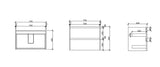 HERA MDF Wall Hung Vanity Cabinet Tas Oak (All Sizes)